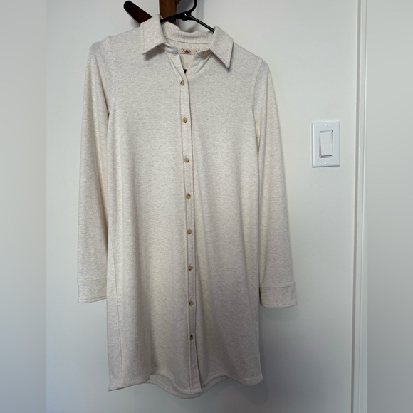 NWOT Faherty Legend Cream Shirt Dress - Picture 2 of 7